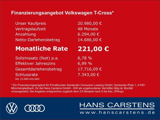 Volkswagen T-Cross 1.0 TSI Style 81 kW image number 19