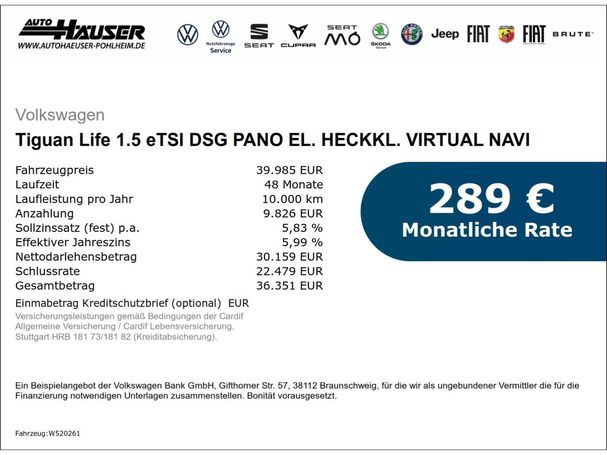 Volkswagen Tiguan 1.5 eTSI Life DSG 110 kW image number 1