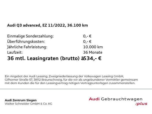 Audi Q3 35 TDI Advanced 110 kW image number 1