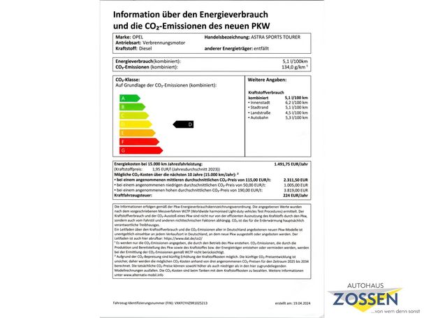 Opel Astra 1.5 D 96 kW image number 17