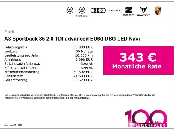 Audi A3 35 TDI Sportback Advanced 110 kW image number 5