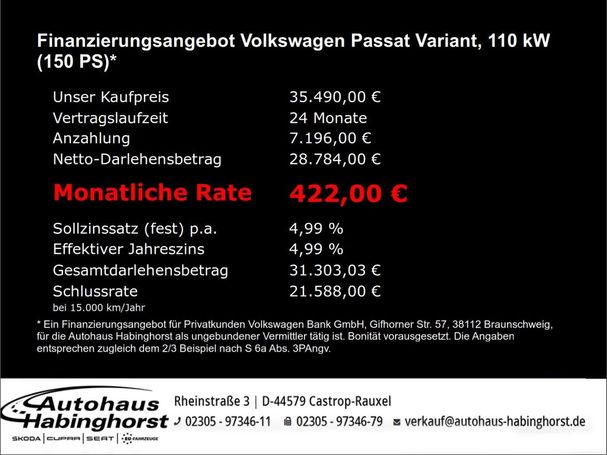 Volkswagen Passat Variant 1.5 TSI Elegance DSG 110 kW image number 5