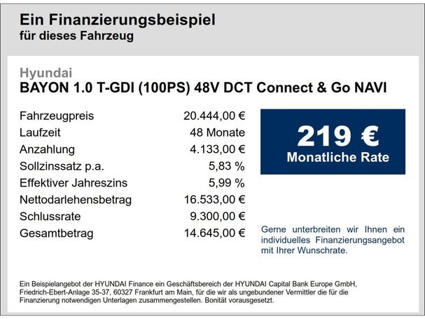 Hyundai Bayon 1.0 T-GDI Connect Go DCT 74 kW image number 12