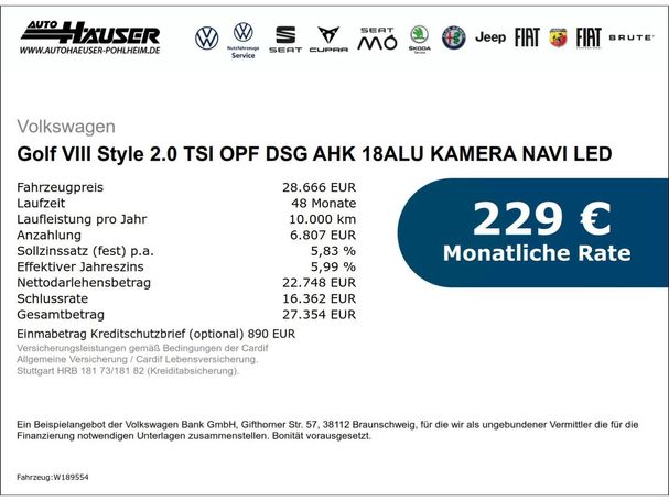 Volkswagen Golf 2.0 TSI Style DSG 140 kW image number 6