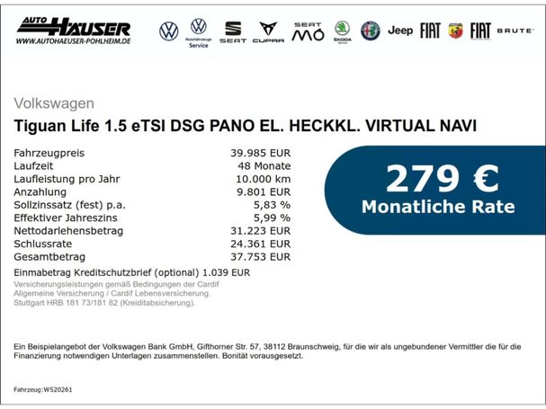 Volkswagen Tiguan 1.5 eTSI Life DSG 110 kW image number 1