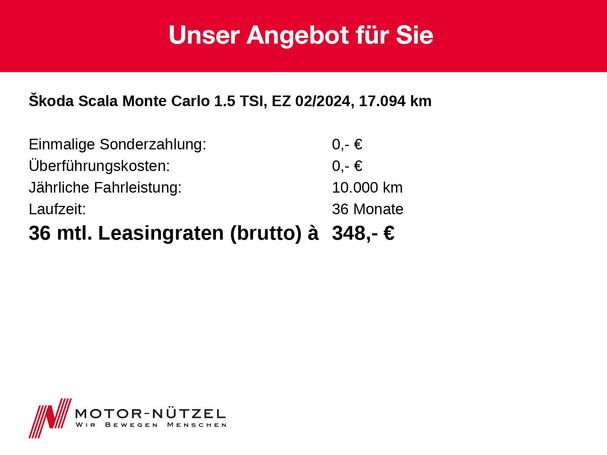 Skoda Scala 1.5 TSI Monte Carlo 110 kW image number 32