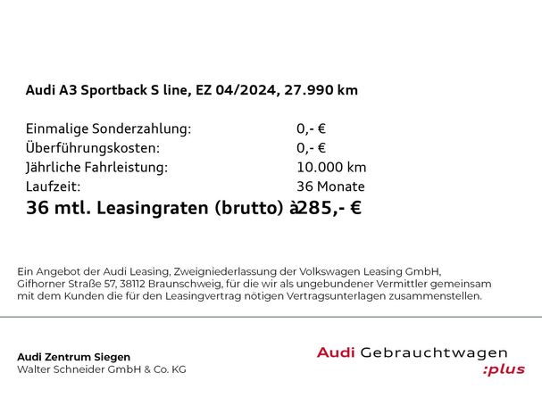 Audi A3 35 TDI S-line Sportback 110 kW image number 4