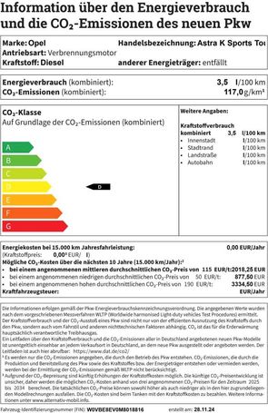 Opel Astra 1.5 D Sports Tourer Business Elegance 90 kW image number 26