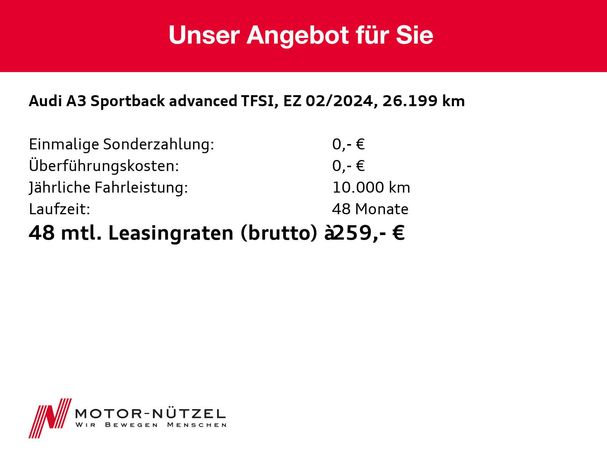 Audi A3 35 TFSI Sportback Advanced 110 kW image number 6