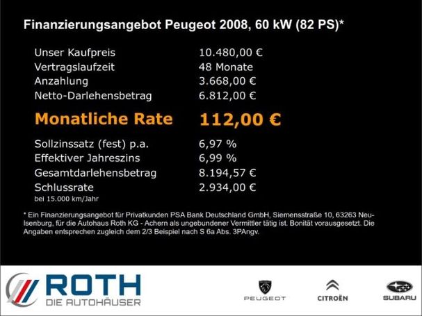 Peugeot 2008 PureTech 82 Active 60 kW image number 5