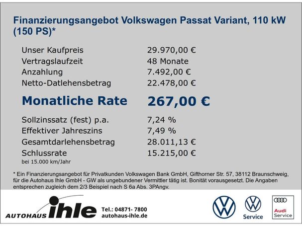 Volkswagen Passat Variant 1.5 TSI Business DSG 110 kW image number 4