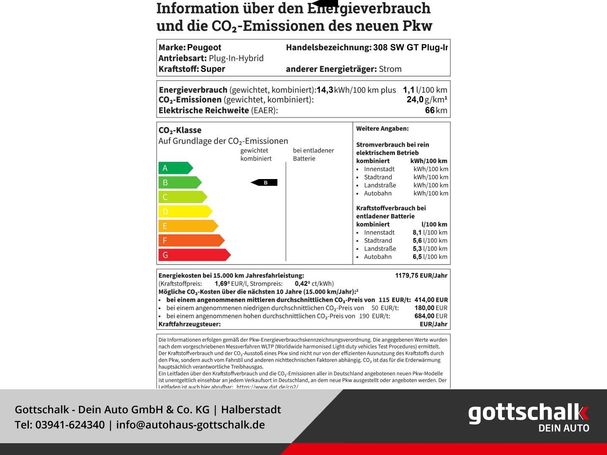 Peugeot 308 SW Plug-In Hybrid GT e-EAT8 165 kW image number 15