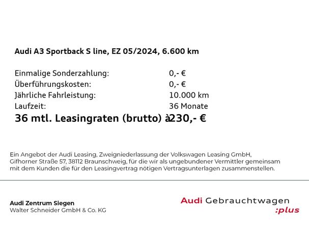 Audi A3 35 TFSI S-line Sportback 110 kW image number 3