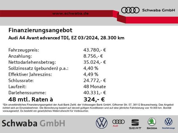 Audi A4 40 TDI Avant Advanced 150 kW image number 4