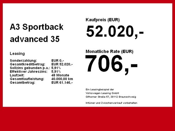 Audi A3 35 TFSI Sportback Advanced 110 kW image number 5