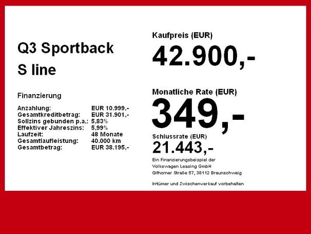 Audi Q3 S-line Sportback Business 140 kW image number 5