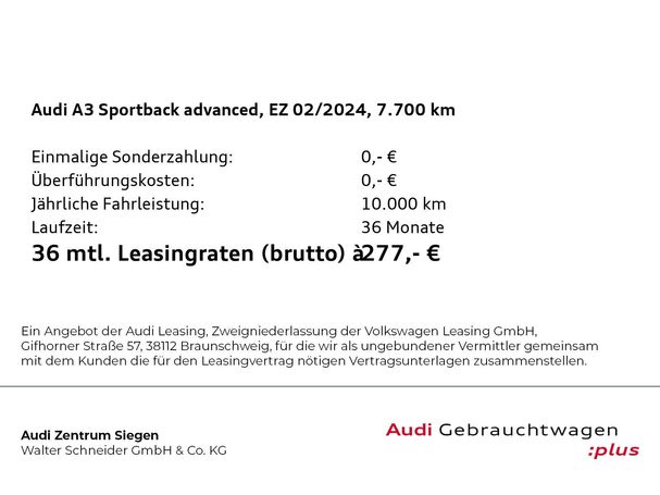 Audi A3 30 TFSI Sportback Advanced 81 kW image number 4