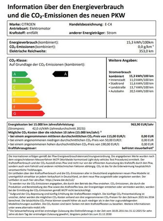 Citroen e-C4 100 kW image number 15