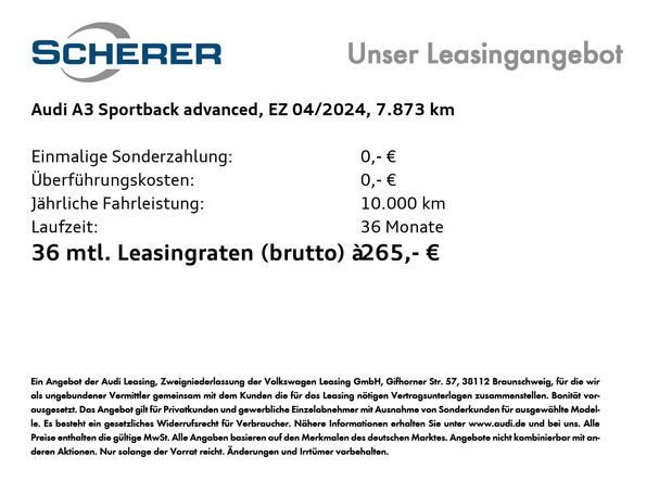 Audi A3 35 TFSI Sportback Advanced 110 kW image number 6