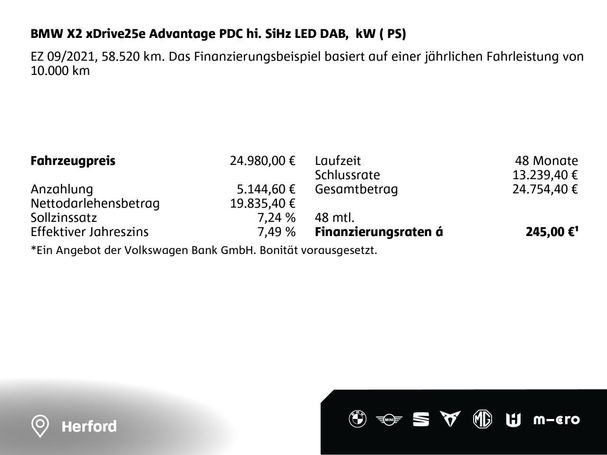 BMW X2 xDrive25e Advantage 162 kW image number 4