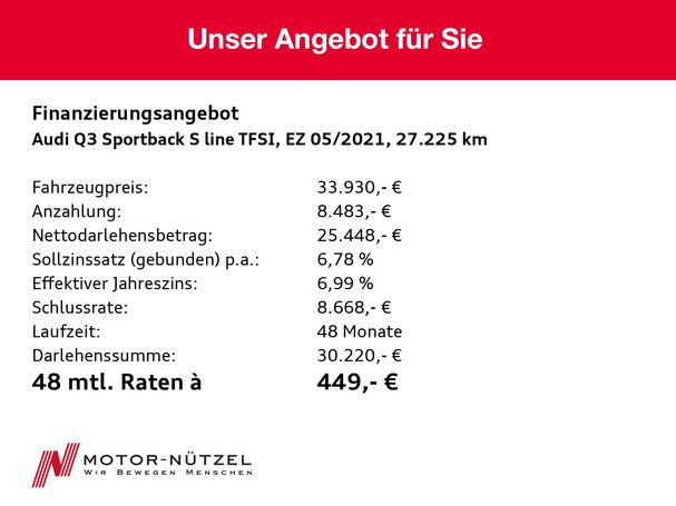 Audi Q3 35 TFSI S-line Sportback 110 kW image number 19