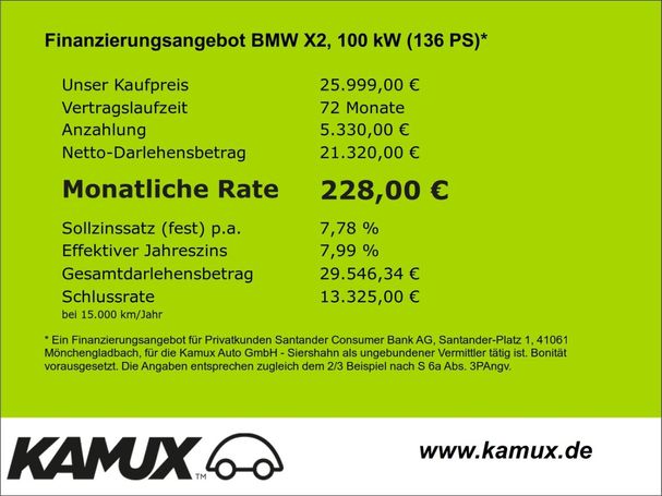 BMW X2 Advantage Steptronic sDrive 100 kW image number 10