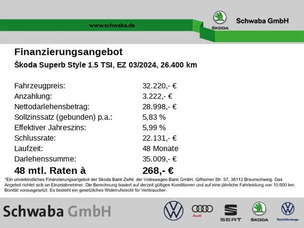 Skoda Superb Combi 1.5 TSI DSG Style 110 kW image number 4