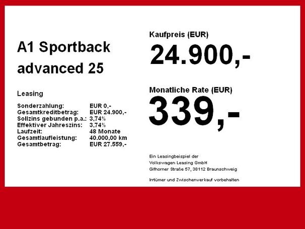 Audi A1 25 TFSI Sportback Advanced 70 kW image number 5