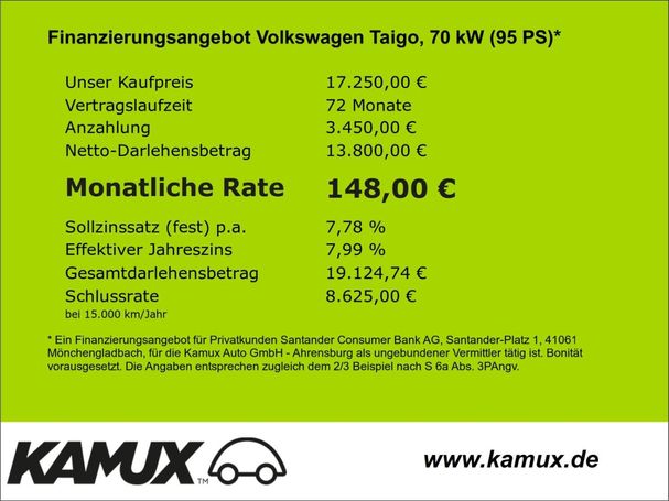 Volkswagen Taigo 1.0 TSI Life 70 kW image number 13