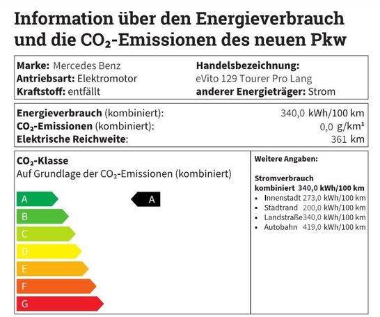 Mercedes-Benz Vito e 129 Tourer Pro 150 kW image number 11