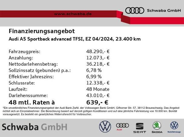 Audi A5 40 TFSI S-line Sportback Advanced 150 kW image number 4