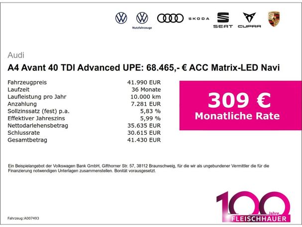 Audi A4 40 TDI Avant Advanced 150 kW image number 6