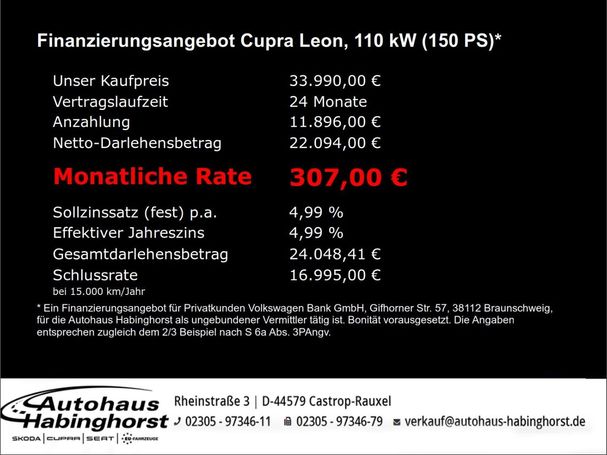 Cupra Leon 1.5 eTSI DSG 110 kW image number 5