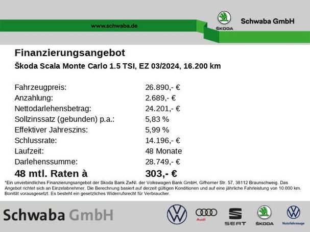 Skoda Scala 1.5 TSI Monte Carlo DSG 110 kW image number 4