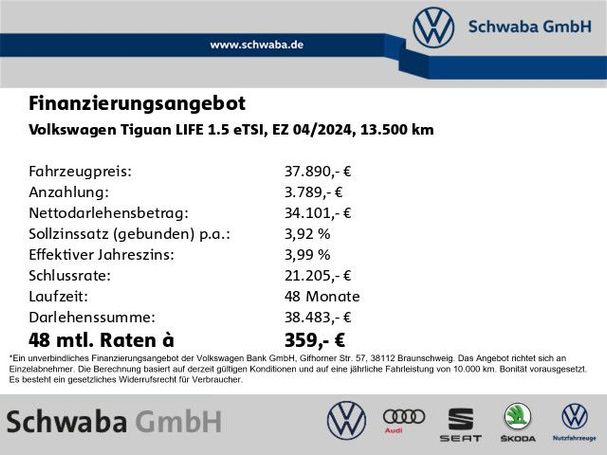 Volkswagen Tiguan 1.5 eTSI Life DSG 110 kW image number 4