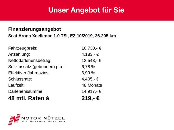 Seat Arona 1.0 TSI XCELLENCE 85 kW image number 19