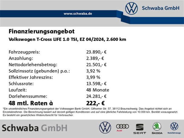 Volkswagen T-Cross 1.0 TSI Life 70 kW image number 5