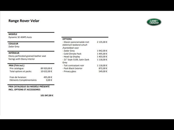 Land Rover Range Rover Velar P400e S 294 kW image number 7