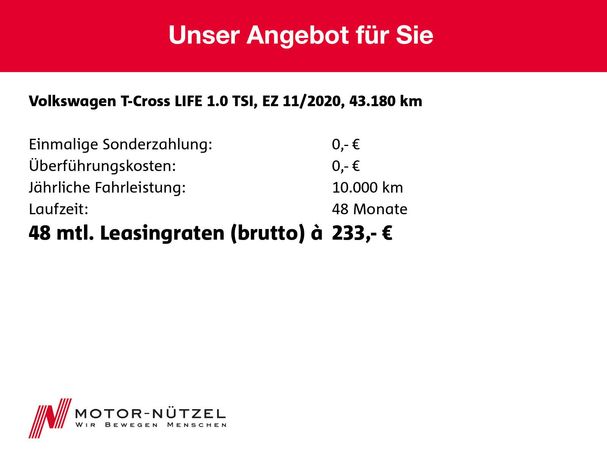 Volkswagen T-Cross 1.0 TSI Life 70 kW image number 2